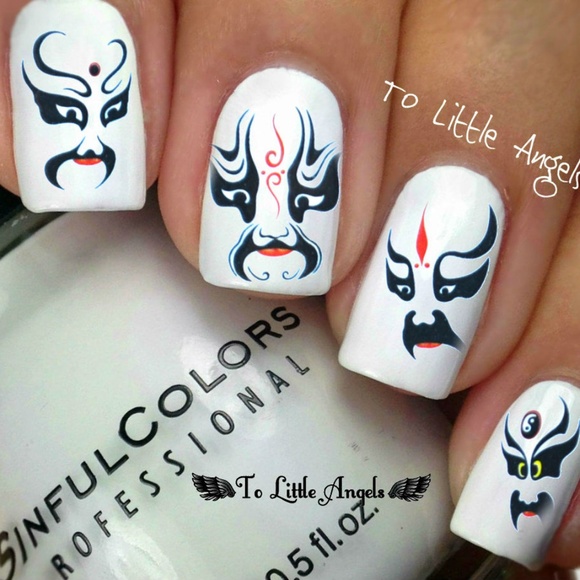 Asian Mask - Nail Art Decal - RED99 - Picture 1 of 2